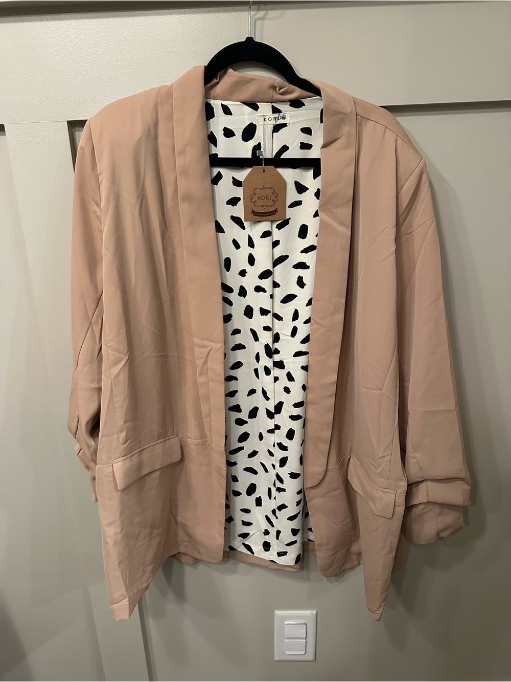 Kori Dusty Pink Open-Front Blazer with Printed Lining